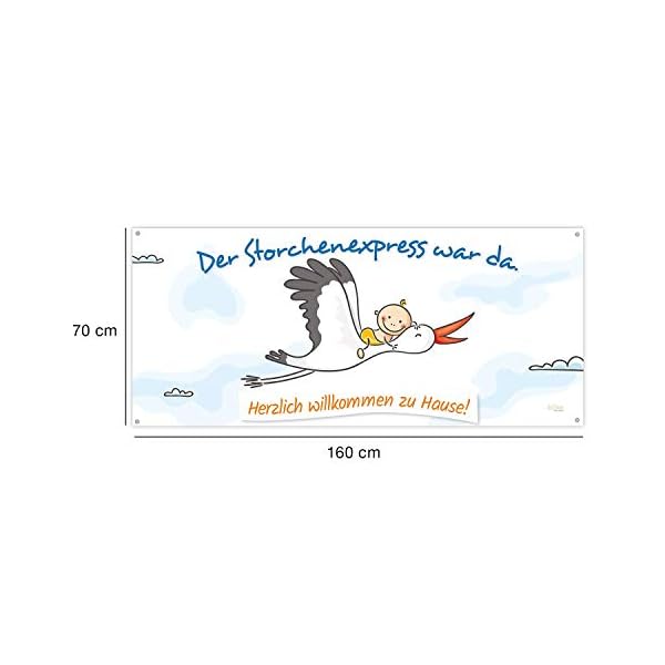 XXL Banner SET zur Geburt I Storch + Baby I Universal I wetterfest I personalisierbar I inkl. Kabelbinder & Stift I 160… – Bild 5