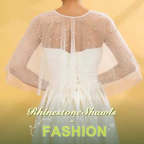 JONKY Pearl Bridal Shawl Bride Wedding Cape for Women3