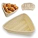 sinzau 23 x 23 x 8 cm Gärkörbchen, Gärkorb Dreieck mit Leineneinsatz, Gärkorb aus Natürlichem Peddigrohr, für Brot und Teig