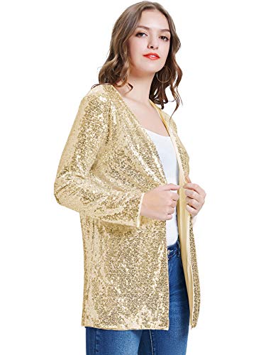 Kancy Kole Women's Jacket Plus Size Sparkling Sequin Blazer Casual Long Sleeve Club Cardigan For Evening Prom (Gold,Xxl) #TOP3