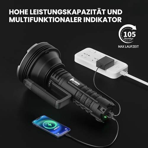 Wuben A1 Taschenlampe wiederaufladbar mit 20000 Lumen