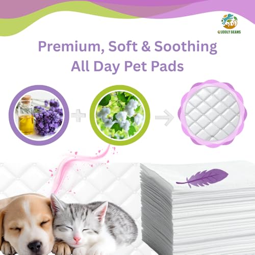 Image of Pee Pads | Cotton Top | Lavender | Leak Proof | XL 30 Count | Super absorbent leak-proof pee pads with cotton top for dogs and cats