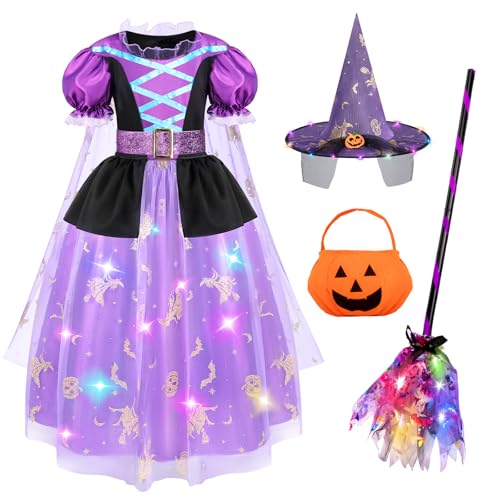 Disfraz de bruja para niñas 6-7 años con luces