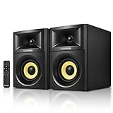 SW205 80W 4” Powered Bookshelf Speakers with Wooden Cabinet