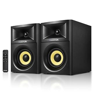 Sanyun SW205 4″ Bookshelf Speakers | Immersive HiFi Audio with Virtual Surround | Flagship DAC/DSP Engine | Geometric Diffusion Cabinet | 80W, Bluetooth 5.4/Optical/AUX Inputs, Wireless Remote, Black - Les Beatles, Paul McCartney, John Lennon, RIngo Starr, George Harrison