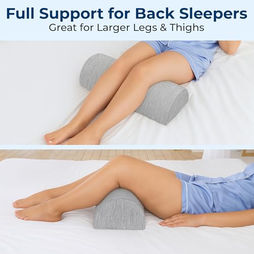 Image of 5 STARS UNITED Knee Pillow for Back Sleeping - Large Half Moon Bolster Pillow for Legs, Under Knee Pillow for Sleeping on Back, Memory Foam Leg Pillow for Back Pain, Arctic Gray