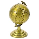 ibasenice Mini Vintage Metal Globe Ornament Rotating Desktop World Globe Small Decorative for Office Learning