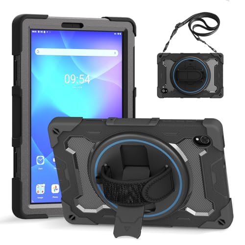 Bkinew Tablet Case for Lenovo Tab M10 FHD Plus 2nd Generation 10.3 TB-X606F/TB-X606X & Tab K10 10.3 Model TB-X6CKF/TB-X6CKX 360 Rotating Kickstand Hand Shoulder Strap Rugged Cover for Kids Black