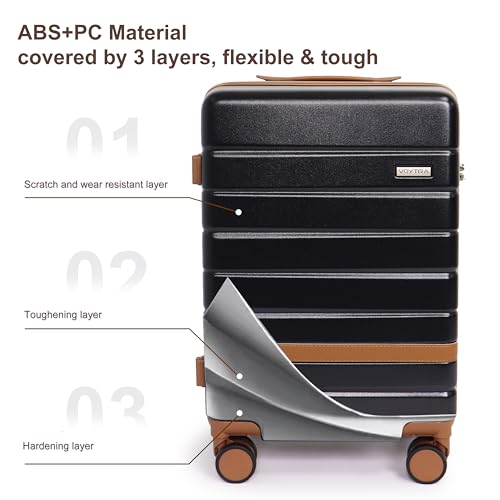 Image of 7 Piece Luggage Set for Family Travel, Lightweight Hardshell PC+ABS Suitcases set, Suitcase with 8 Smooth Spinner Wheels, TSA Lock, YKK Zippers(Black)