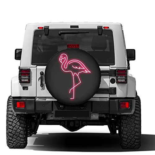 Image of Pink Flamingo Spare Tire Cover Dust-Proof Wheel Tire Cover Fit Trailer, RV, SUV and Many Vehicle 17 Inch