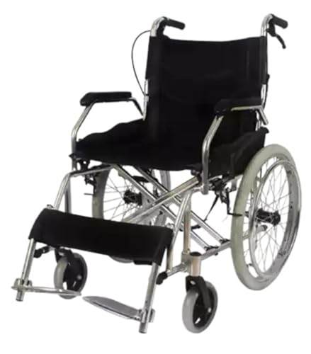 介助用車いす 手動移動用車椅子 アルミニウム製軽量車椅子 人間工学に基づいたシート移動用チェア 移動介護用車椅子 持ち運びが容易 (【アルミニウム合金】20インチソリッドホイール-金属手輪金)