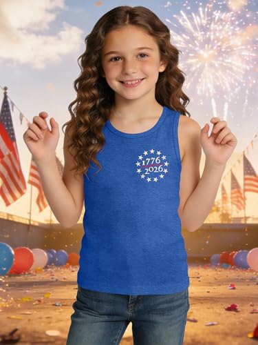 Image of Ithalt Girls 4th of July Tank Top for Kids Boys USA Patriotic Shirt American Flag Tshirt Red White and Blue Sleeveless