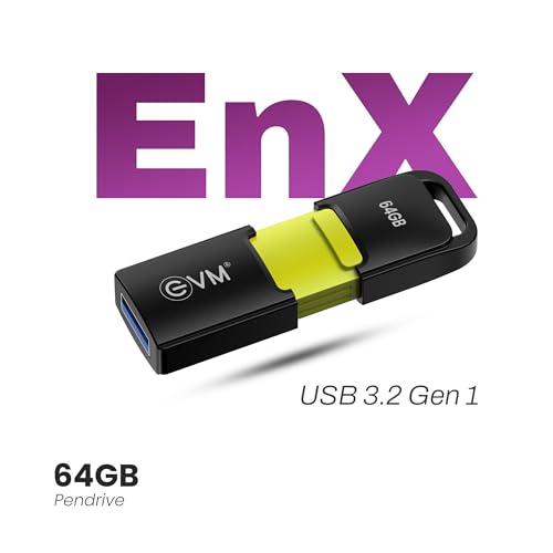 Image of EVM EnX 64GB USB 3.2 Gen 1 Flash Drive | Exceptional 120MB /s Read| Sturdy Premium Metal Body | Convenient Integrated Key Loop | Laptop Desktop Smart TV Car Stereo | 10 Years Warranty (ENX /64GB)