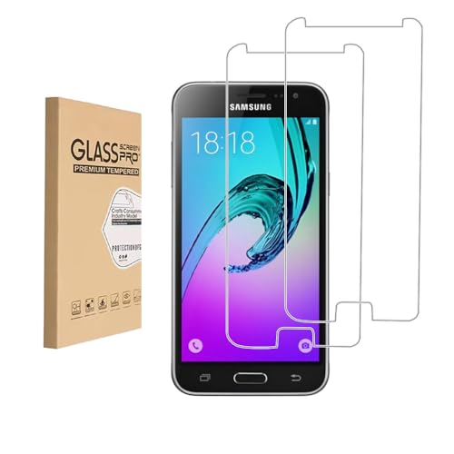 [2 PCS] Protector de pantalla de vidrio templado,Diseñado para Samsung Galaxy J3（2016,Cristal templado/Resistente a arañazos/Sólo cubre el área de visualización
