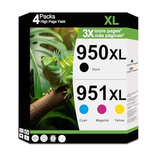 Image of 950XL 951XL Ink Cartridges Compatible Replacement for HP 950 951 XL Combo Fit for OfficeJet Pro 8600 8610 8615 8620 8625 8630 8640 8660 8100 8110 251DW 276DW Printers (Black, Cyan, Magenta, Yellow)