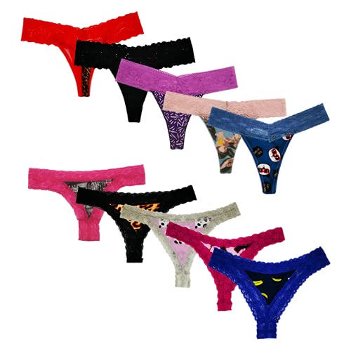 Pelibeli Women Underwear Thong Lace Trims Low Rise G-Strings Panties Variety Pack Of 20 Bulk Assorted (20 Pcs, X-Large) #TOP1
