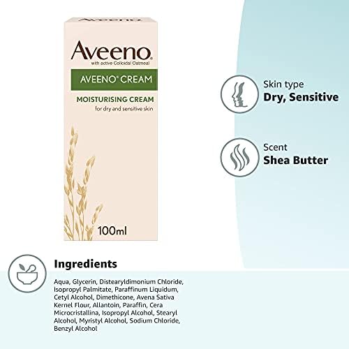Aveeno, Moisturising Cream Colloidal Oatmeal, Shea Butter, 100ml