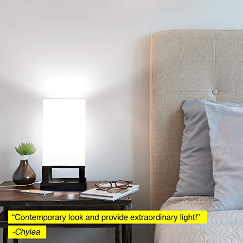 image for Brightech Maxwell - Bedroom Nightstand Lamp with USB Ports – Modern 