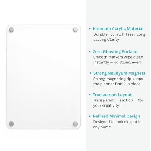 Image of Magnetic Transparent Acrylic Fridge Board & Planner | A4 Fridge Writing Board | A4 Acrylic Magnetic Fridge Photo Frame | Magnetic White Board for Fridge A4 | Clear