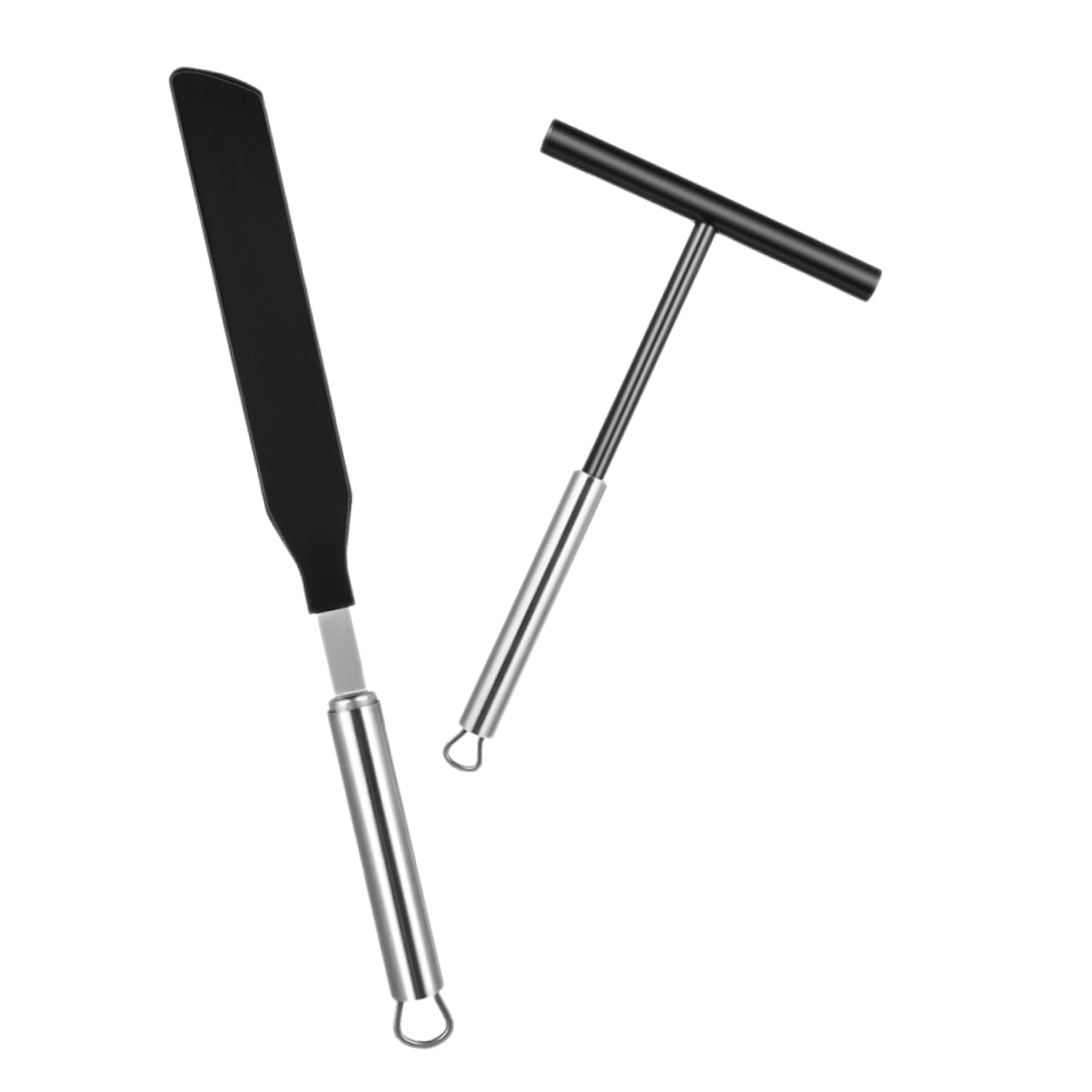 Espátula para Crepes de Acero Inoxidable, 2 Juegos | Grip Cómodo, Resistente a Roturas, para Pancake y Crepe, Utensilios de Cocina en Acero Inoxidable