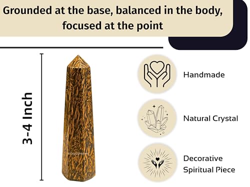 Image of Certified Mariyam Jasper Crystal Tower Obelisk Point For Chakra, Healing And Balancing - Aaa Grade Original Certified Gemstone Agate For Reiki Meditation Yoga Spiritual (3-4 Inches)