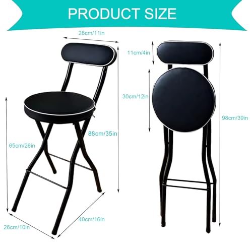 Tabourets de bar pliants avec dossier blanc confort d'assise 65 cm
