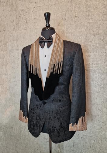 Men's Luxury White Paisley Jacquard Velvet Tuxedo Double Breasted Handmade Embroidery Jacket for Dinner Prom Wedding2