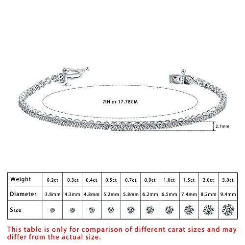 1.00-3.00 Carat Diamond Tennis Bracelets For Women, Prong Set 10K White Gold Round Cut Lab Grown Diamond Tennis Bracelet (J Vs-Si) Friendship Bracelets Jewelry For Girls,Gifts For Women #TOP4