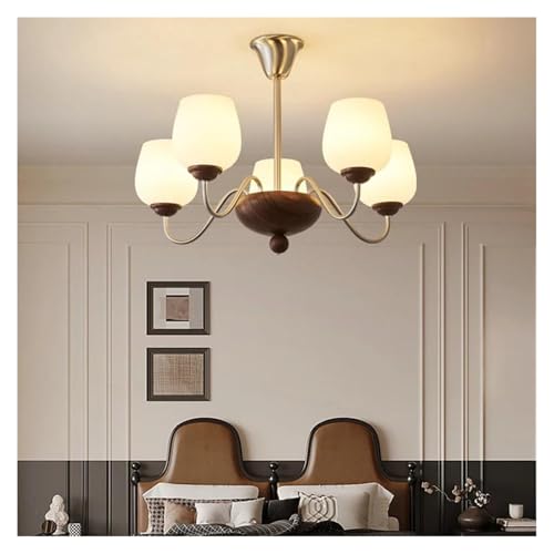 Suspension salon rétro et chaleureuse, lustre de style médiéval 5 têtes