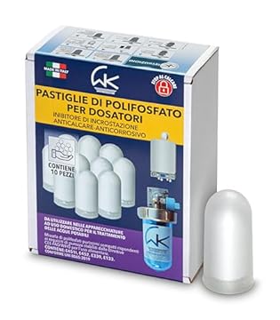 WK - Polifosfati per Caldaia, Ricarica Universale da 10 Pastiglie di Polvere Concentrata per Filtrazione Acqua, Funge da Anticalcare e Anticorrosivo