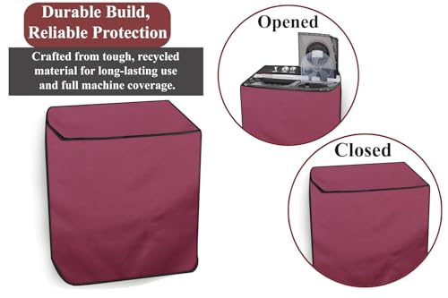 Image of The Furnishing Tree Polyester Waterproof Semi Automatic Washing Machine Cover Compatible for LG 9 Kg, 9.5 Kg & 10 Kg, DxWxH In Cms: ( 53.3x89x99 ), Maroon