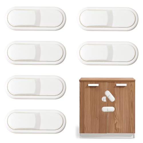 Kryzulax 6 Pezzi Chiusure di Sicurezza per Bambini,Blocca Cassetti Per Bambini,Installazione Facile in Pochi Secondi,Senza Foratura Blocco di Sicurezza,per Armadio Frigorifero Finestre Porte,Bianco
