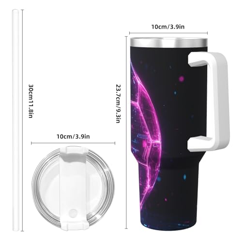 Botella de agua reutilizable Neon Tech de 40oz: termo de fútbol con tapa 5