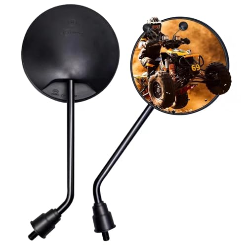 Cretassion Universales Espejo Retrovisores Moto E4 Homologados, 1 Par Redondos Espejo Retrovisores 8MM Compatible con Moto Scooter ATV Quad y Bicicleta