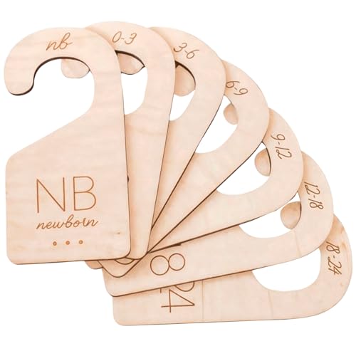 Image of Baby Clothes Dividers for Closet – Wood Size Dividers for Newborn to 24 Months, Nursery Organizer, Large 1in Letter Size (Set of 7)
