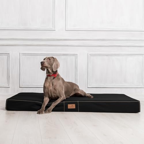 tierlando® Orthopädische Hundematratze Hugo Ortho Plus aus pflegeleichtem Anti-Haar-Polyester, mit Rutschfester Unterseite, für große Hunde, Größe: 80x60cm | Farbe: 03 Schwarz