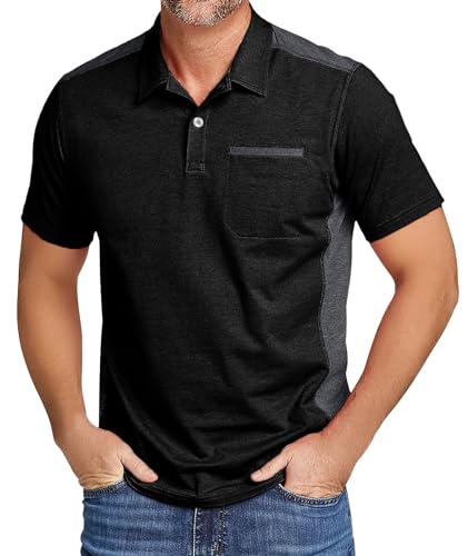 SWISSWELL Polo Shirts for Men with Pocket Short Sleeve Lightweight Performance Golf Shirt Mesh Summer Casual Shirt