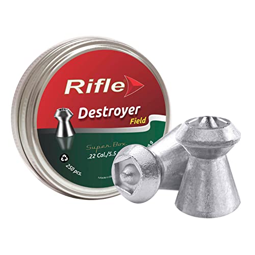 Rifle Destroyer Air Gun Pellets | .22 Caliber | 5.5 mm | 16.66 gr | Hollow Head with Pointed tip Designed for Hunting | 250 Count