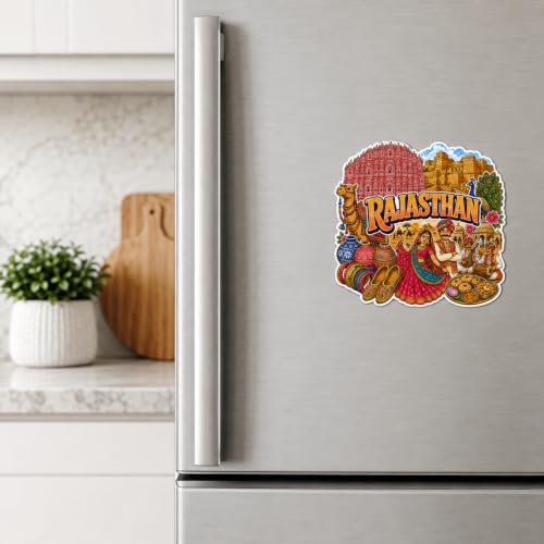 Image of Zesta Wooden Fridge Magnets Set | Refrigerator Decor Magnets for Kitchen | India Souvenir Fridge Magnet Collection | Wooden Magnet for Fridge Door Decoration (Rajasthan)