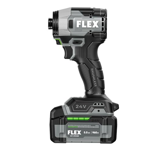 Image of FLEX 24V Brushless Cordless 1 /4-Inch 2,500 In-Lbs One-Touch Hex Impact Driver Multi-Mode Kit with 5.0Ah Lithium Batteries and 160W Fast Charger - FX1372A-2C