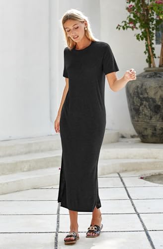 Image of Arach&Cloz Women's Wool Blend Lightweight Spring Casual T Shirts Maxi Dress 2026