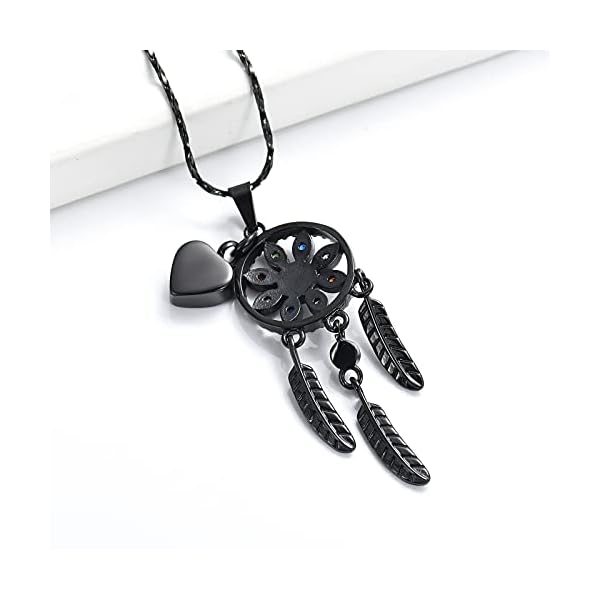 Imrsanl Cremation Jewelry Dream Catcher Urn Necklace for Ashes for Women Men Feather with Flower Keepsake Memory Jewelry Heart Urn Pendant for Human Pet Ashes