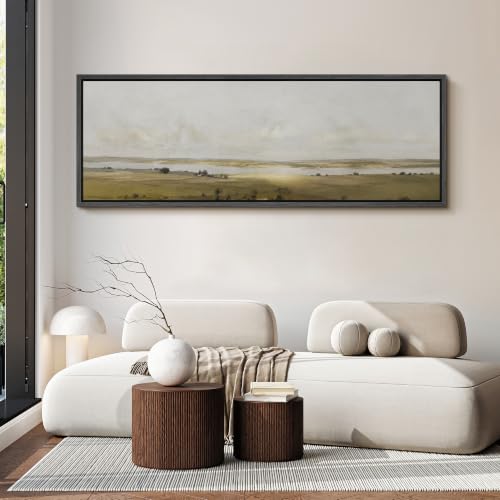 Image of MUDECOR Large Framed Canvas Print Wall Art Country Lake for Living Room