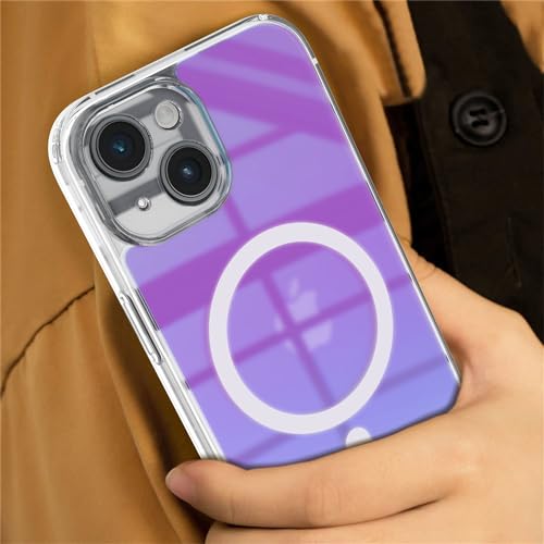 Image of Vaku Luxos TPU Eternity Magpro Back Cover Case For iPhone 15 Scratch Resistant Slim Fit Protective Design Military-Grade Protection Compatible With Mag-Safe Wireless Charging-Blue & Purple