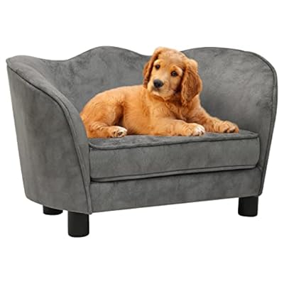 Keyur Pet Sofa, Dog Sofa Couch Dog Settee Dog Cat Bed Lounger Dog Sofa Grey 66x43x40 cm Plush