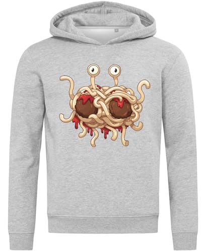 Sweat à capuche Flying Spaghetti Monster en coton mélangé gris confort pour homme et femme