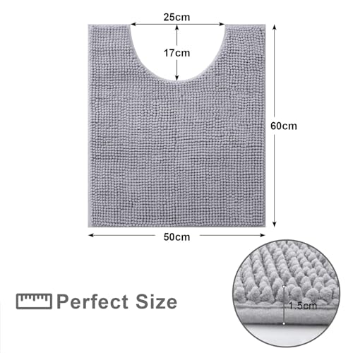 smiry Super Soft Toilet Mat, Extra Absorbent Chenille Mat for Toilet Non Slip Fluffy Pedestal Mat - Image 2