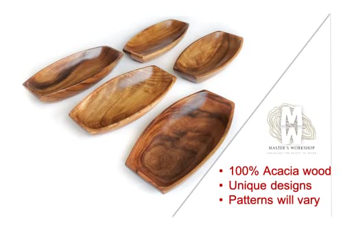 Master's Workshop Acacia Wood Bowl - Handmade For Salad, Bread And Decor - Large Rectangular Serving Bowl 12" X 6" X 2" #TOP2