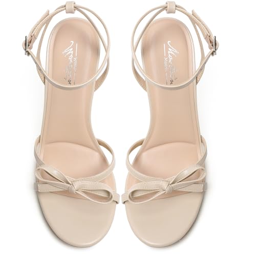 Image of Mostrin Strappy Heels for Women Ankle Strap Heels Women's Heeled Sandals for Party Prom Wedding