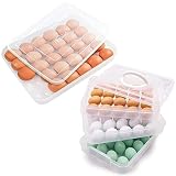 HANSGO Egg Holder for Refrigerator, Deviled Egg Tray Carrier with Lid Fridge Egg Dispenser Egg Stora